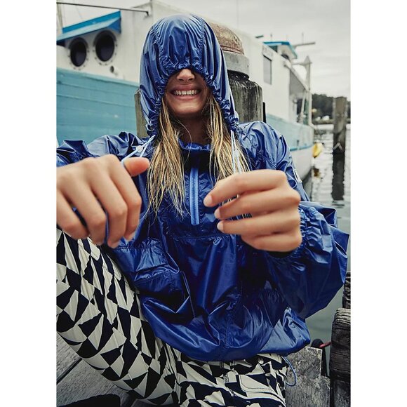 🎉LAST CHANCE🎉 FP MOVEMENT Spring Showers Packable Solid Rain Jacket / Atlantic - Picture 10 of 15